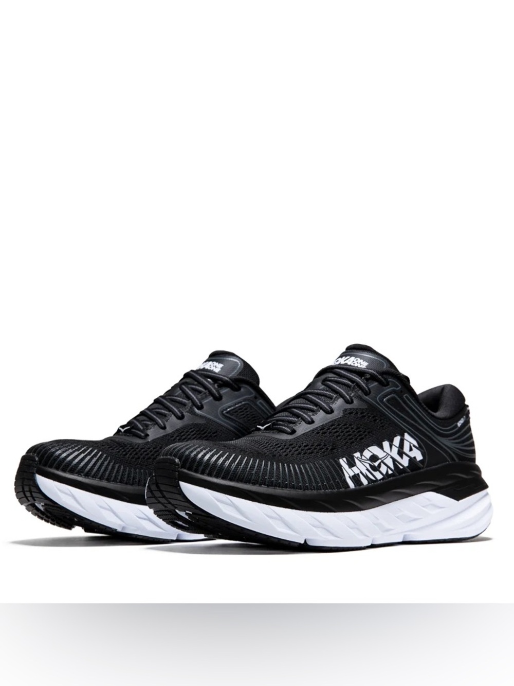 Hoka Bondi 7 Black and White Sneakers